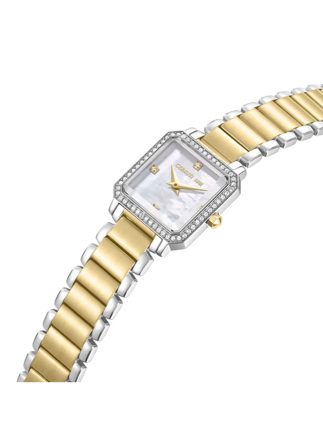CERRUTI 1881 Perugia Silver Gold Plated Stainless Steel Bracelet Analog Watch for Women, 22mm